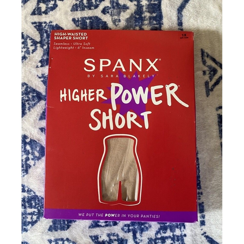 Spanx Higher Power Short 1X Soft Nude New High Waisted Shaper Seamless 6" Inseam